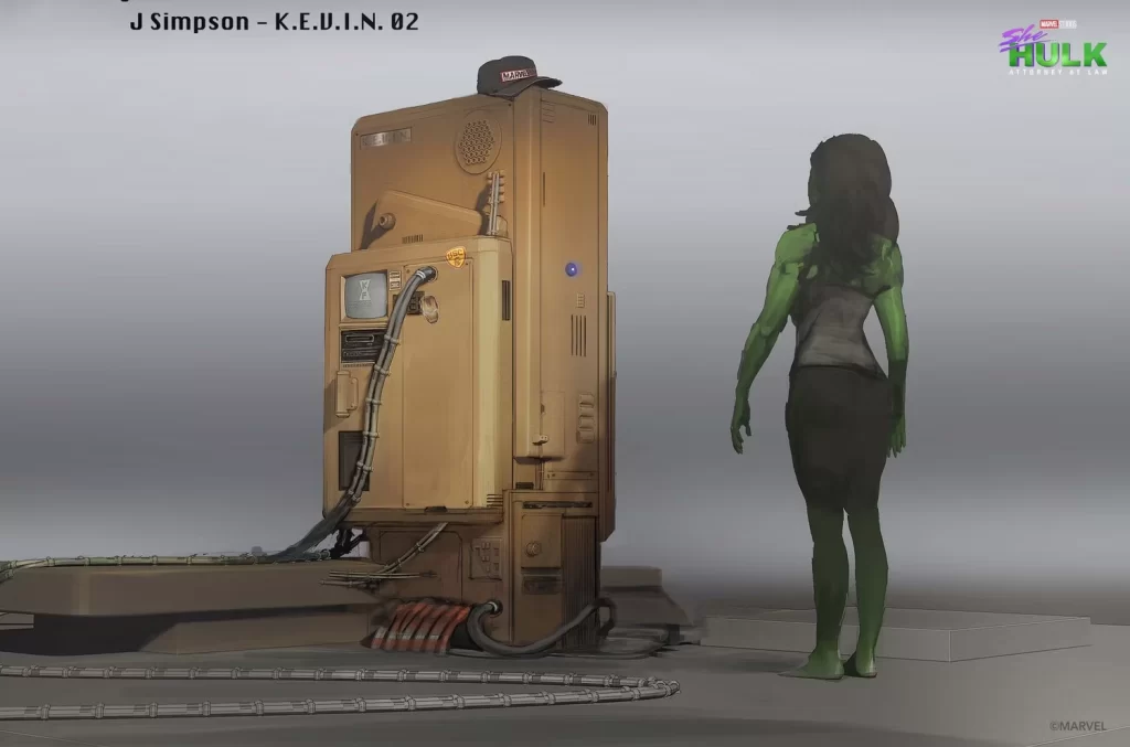 Arte Conceitual de Mulher Hulk com o visual inicial do KEVIN.