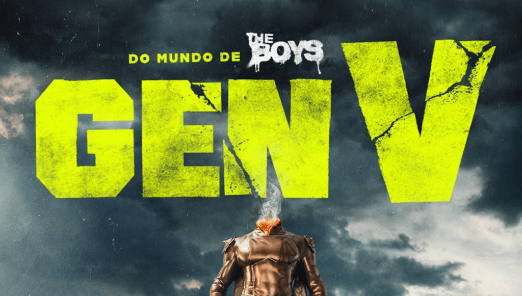 Recorte do pôster oficial de Gen V, a nova série spin-off do universo de The Boys que chegará ao Prime Video em setembro.